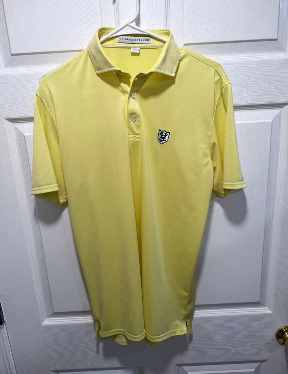 Holderness & Bourne Men's Yellow Solid Tailored Short Sleeve Polo Shirt M